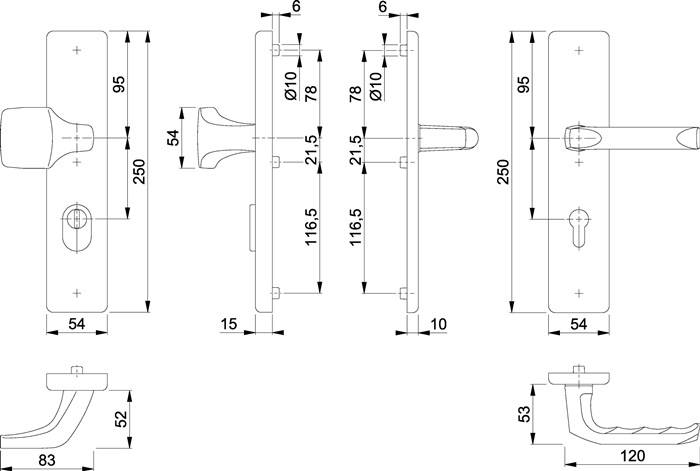 Schutzgarnitur London 61G/2222ZA/2210/113 Alu.F4 92mm 67-72mm HOPPE