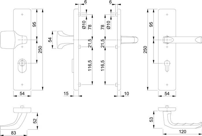 Schutzgarnitur London 61G/2222ZA/2210/113 Alu.F1 72mm 42-47mm HOPPE