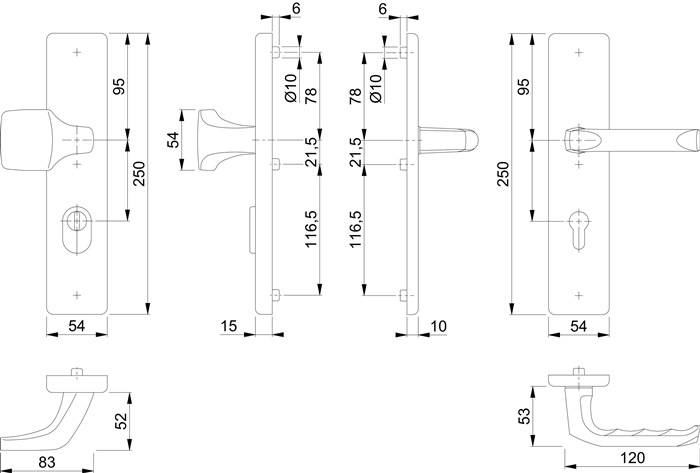 Schutzgarnitur London 61G/2222ZA/2210/113 Alu.F1 92mm 67-72mm HOPPE