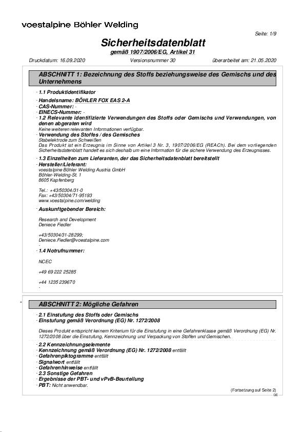 Stabelektrode FOX EAS 2-A E 19 9 L R 3 2 2x300mm hochlegiert BÖHLER 3,6 kg