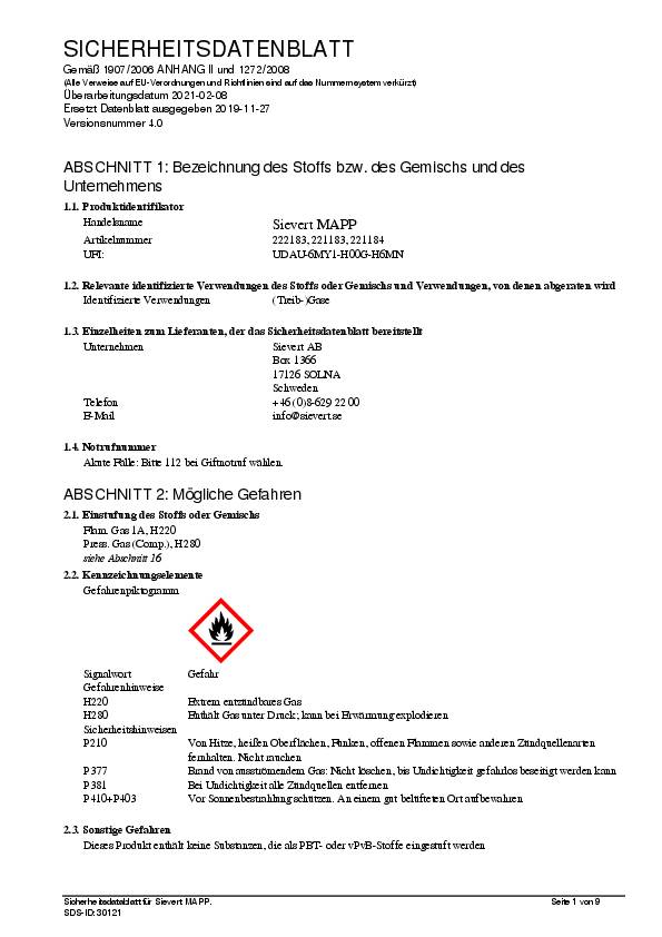 Schraubkartusche MAPP®Gas 380g 788ml SIEVERT