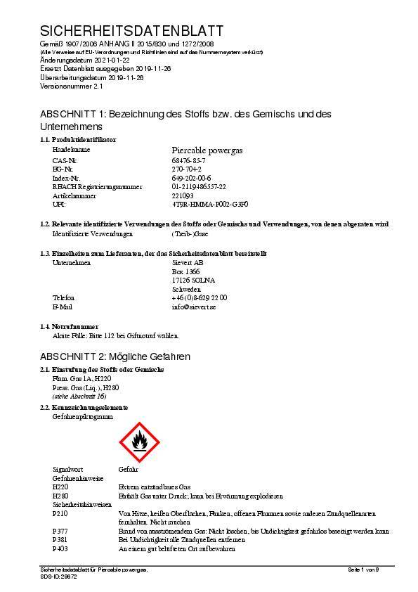 Stechkartusche 2210 190g 350 ml 1925GradC SIEVERT