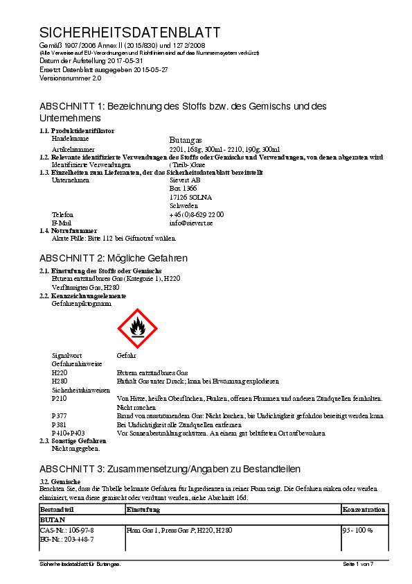 Stechkartusche 2210 190g 350 ml 1925GradC SIEVERT