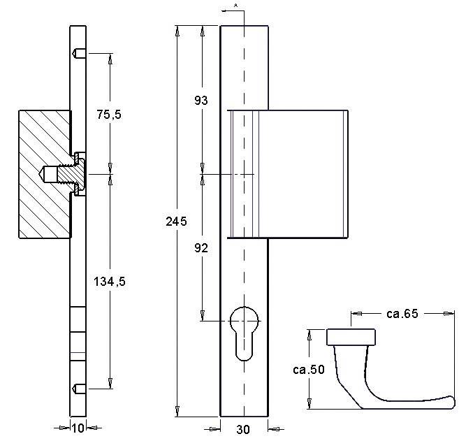 Profiltürgarnitur PAN 1200/K9/9203 Alu.F1 PZ f.TS 68-75mm EDI