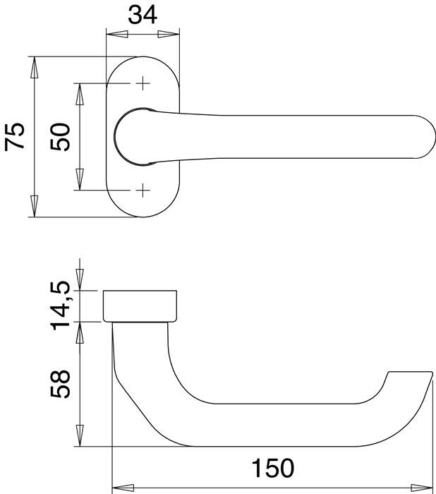 Feuerschutzdrückerlochteil 1300/2133 VA EST gekr.4-KT.9mm EDI
