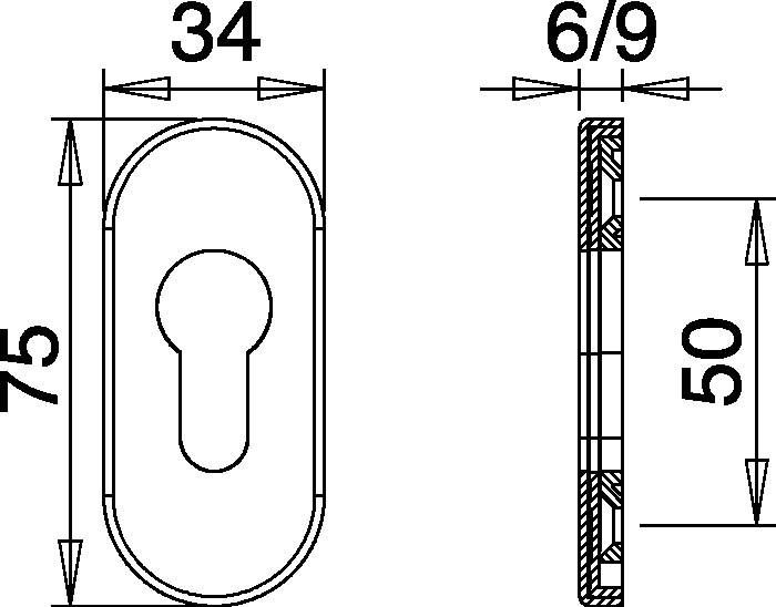 Feuerschutzcliprosette 0813/6 Alu.F1 Ovalrosette Profiltür EDI