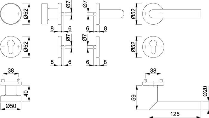 Rosettengrt.Ams.E58/42KV/42KVS/1400Z VA F69 rd.PZ DIN L/R fl.D/K HOPPE
