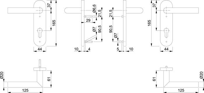 FS-Garnitur Ams.FS-E1400/353KH VA F69 D/D TS 40-65mm PZ rd DIN L/R HOPPE