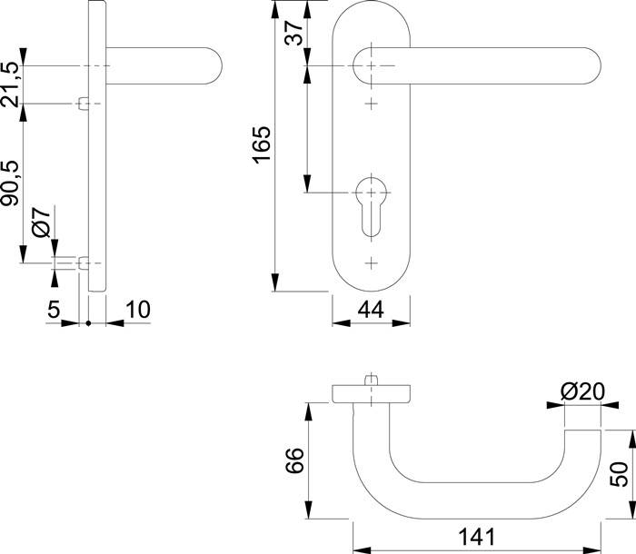 Kurzschildgarnitur Paris E138/353KH VA F69 PZ rd Drückergrt.HOPPE