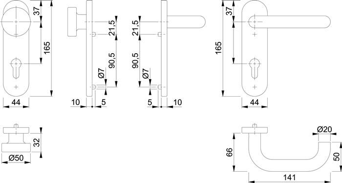 Kurzschildgarnitur Paris E58/353KH/138 VA F69 PZ rd Wechselgrt.HOPPE