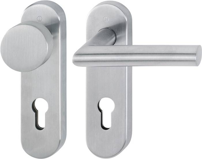 Kurzschildgarnitur Ams.E58/353KH/1400 VA F69 PZ rd Wechselgrt.HOPPE