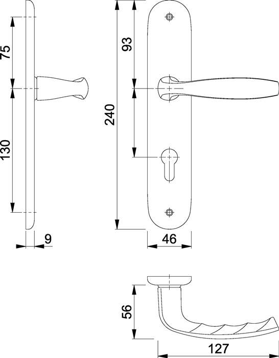 Langschildgarnitur NY 1810/273P Alu.F1 PZ 72mm DIN L/R HOPPE
