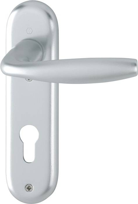 Kurzschildgarnitur NY 1810/273KP Alu.F1 PZ rd Drückergrt.HOPPE