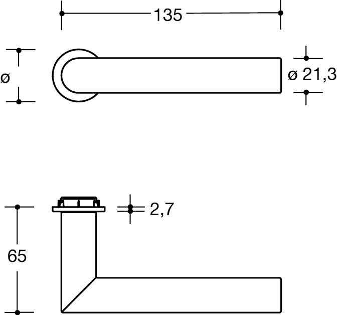 Türdrückerpaar 162PCM/162XAM VA XA m.Mini-Drückerrosette VK 8mm HEWI