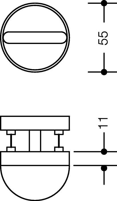 Schlüsselrosetten-Paar 306.23PBNR 90 Ku.90 Schildst.10,5mm WC/FBM rd.HEWI
