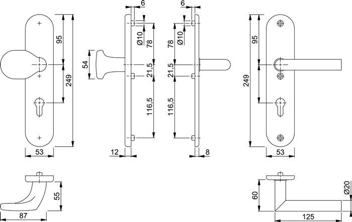 Schutzgarnitur Utrecht E86G/3331A/3440/1444Z VA F69 72mm 37-42mm HOPPE