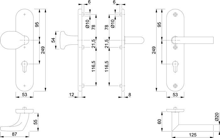 Schutzgarnitur Utrecht E86G/3331A/3440/1444Z VA F69 72mm 42-47mm HOPPE