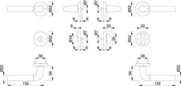 Rosettengrt.Bremen 1505/42KV/42KVS Alu.F49/F9-2 rd.SK/OL DIN L/R D/D HOPPE