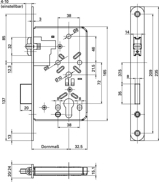 PETschl.PZ 24/55mm DIN L/R SP VA ktg.Rollfalle BKS