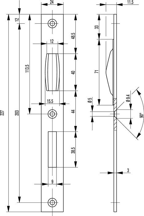 Flachschließbl.S440 VA ktg.Stulp-B.24mm BKS
