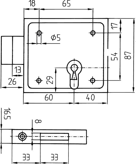 Kastenriegelschloss 150 DIN L/R BB m.Flachschließbl.Dornm.60mm BEVER