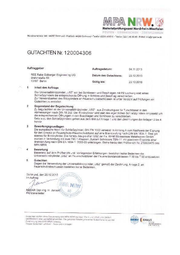 Universal-Blindzylinder UBZ 1 Türdicken 84-154mm ma vern