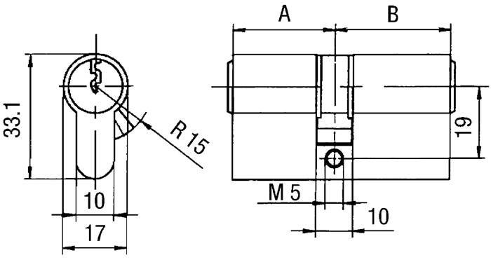 Profildoppelzylinder PZ 8812 45/45mm NuG beids.Anz.Schlü.3 versch.-schl.BKS