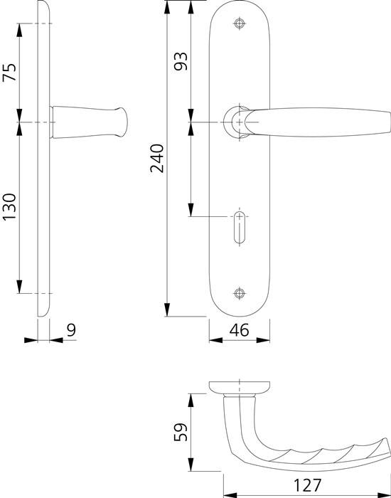 Langschildgarnitur Atlanta 1530/273P Alu.F1 OB 72mm DIN L/R HOPPE