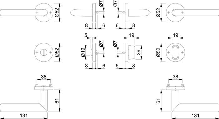 Rosettengrt.Stock.E1140Z/42KV/42KVS VA F69 rd.SK/OL DIN L/R D/D HOPPE