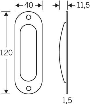 Schiebetürmuschel 42 4212 Alu.F1/naturf.ov.bl.L.120mm B.40mm FSB