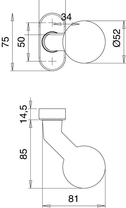 Profiltür-Knopf 2033/4010 Material Alu.F1 EDI