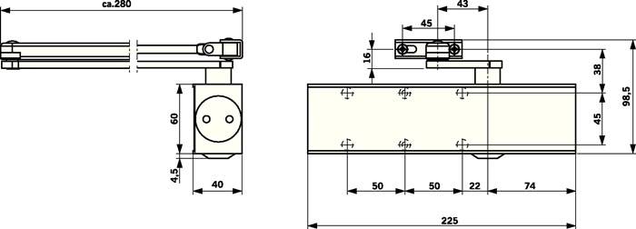 Scherentürschließer TS 73 V weiß 9016 EN 2-4 o.Gestänge DORMAKABA