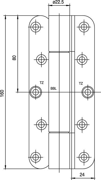 Objektband VARIANT VN 1939/160 VA ma geb.160kg 22,5mm DIN L/R gef.Tür SIMONSWERK