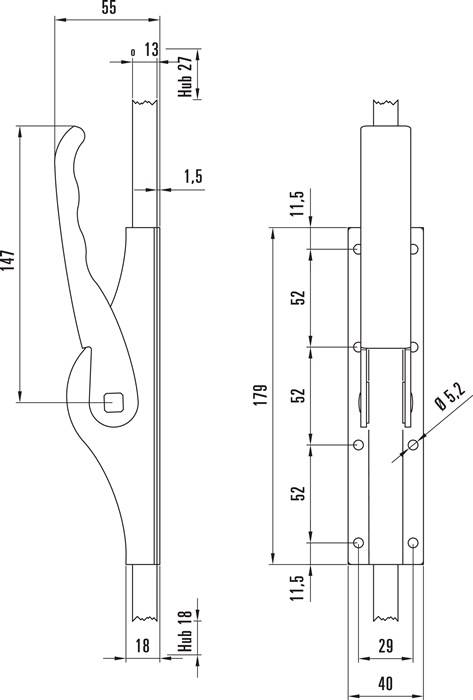 Tortreibriegel PLANO 13mm Schlaufenanzahl 3 STA hell verz.DENI