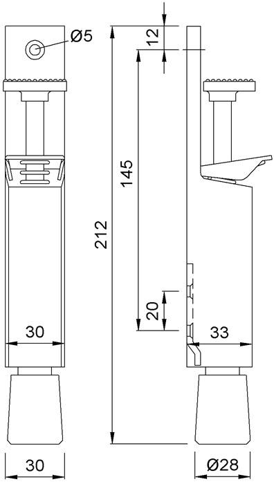 Türfeststeller 1081.31 Alu.silberf.elox.Hubh.30mm Türmontage KWS