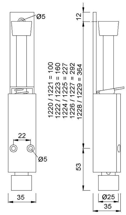 Türfeststeller 1222.02 Alu.silberf.lack.Hubh.60mm Türmontage KWS