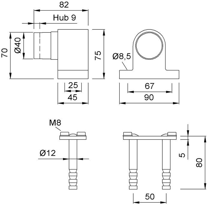 Türpuffer 2024.02 H.70mm Alu.silberf.lack.Dübelmontage KWS