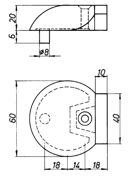 Türpuffer 3846 D.60mm H.20mm Alu.naturf./F1 Dübelmontage DENI