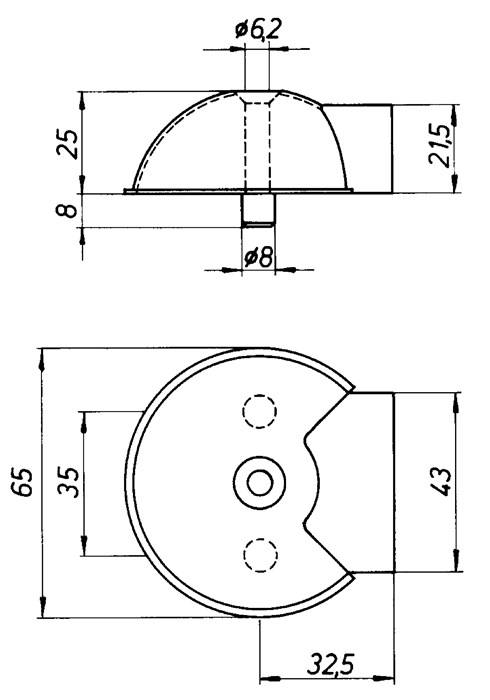 Türpuffer 3847 D.65mm H.25mm VA ma Dübelmontage DENI