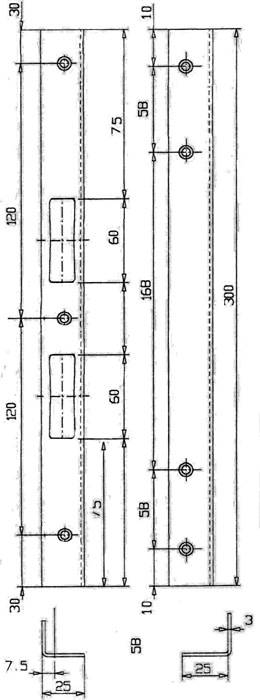 Sicherheitswinkelschließblech L.300mm B.25mm S.3mm STA verz.