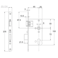 WAT-Einsteckschloss PZW 24/65/72/9mm DIN L/R VA rd 008/1499/65 SCHNEGEL WAT-Einsteckschloss PZW 24/65/72/9mm DIN L/R VA rd 008/1499/65 SCHNEGEL