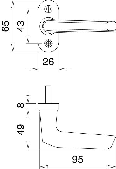 Fenstergriff 1512/0000 Alu.F2/neusilberfarbig 35mm Stand.EDI