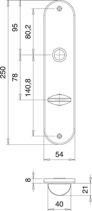 Renovierschild 206 WC VA F00 WC Entf.78mm EDI 2 Paar