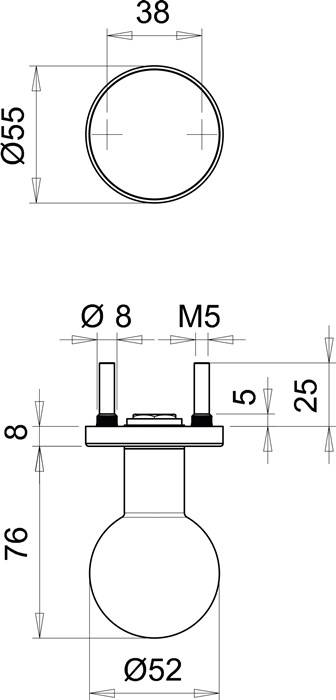 Türknopf K5/052/01 VA F00 Kugelknopf EDI