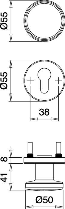 FS-Garnitur Riva FS K7/103 Alu.F1 D/K TS 40-65mm PZ rd.DIN L/R EDI