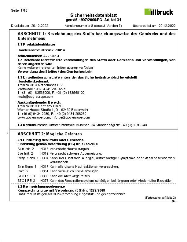 Konstruktionskleber Multi PU014 beige EN 204: D4 330g Kartusche ILLBRUCK 12 Kartuschen