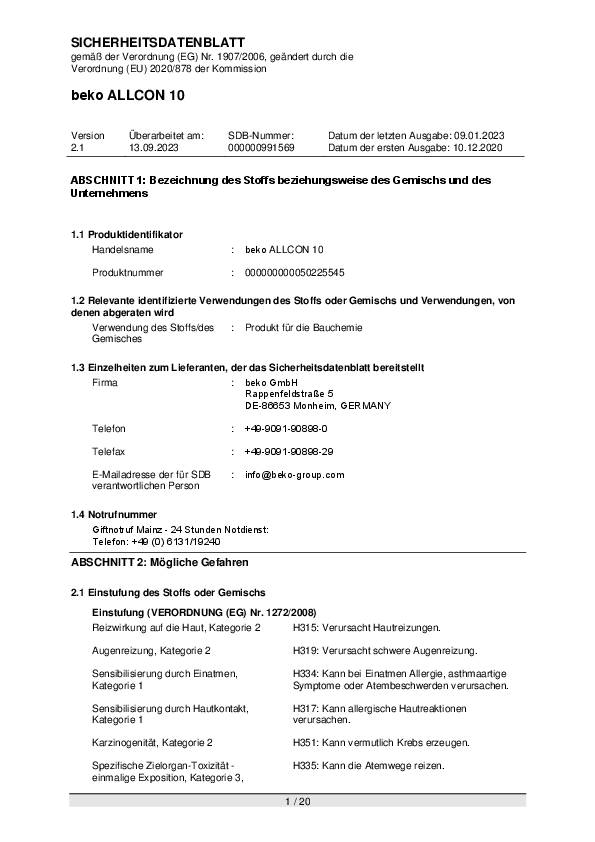 Konstruktionskleber Allcon 10 ® beige EN 204:D4 310 ml BEKO 12 Stück