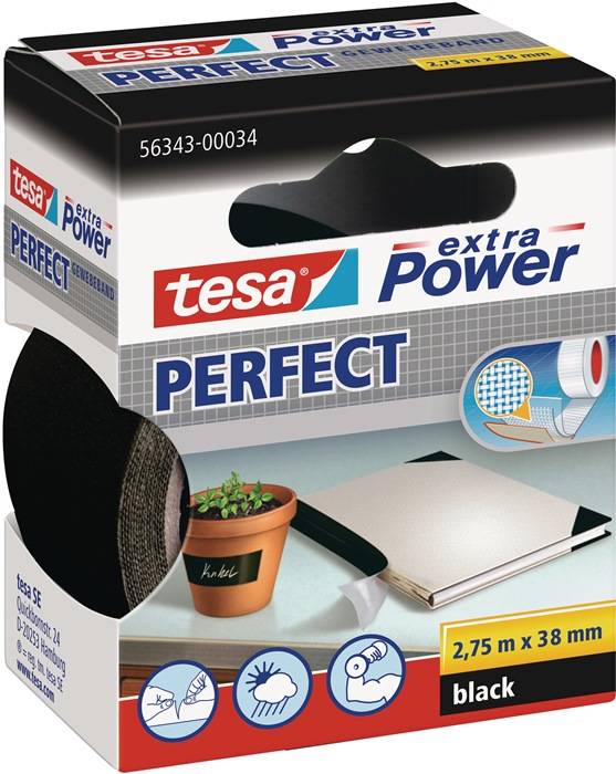 Gewebeband ext.Power® 56343 schwarz L.2,75m B.38mm Rl.TESA 6 Stück
