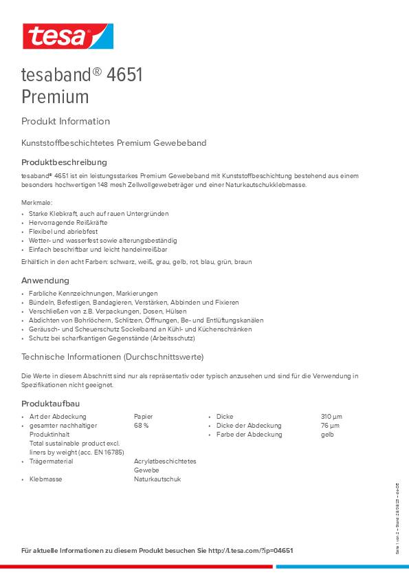 Gewebeband tesaband® Premium 4651 grau L.50m B.19mm Rl.TESA 8 Stück