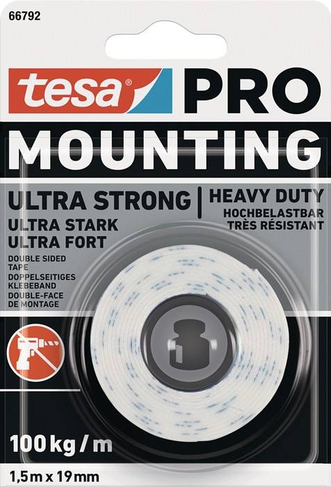 Montageband Mounting PRO Ultra Strong 66792 weiß L.1,5m B.19mm TESA 12 Stück